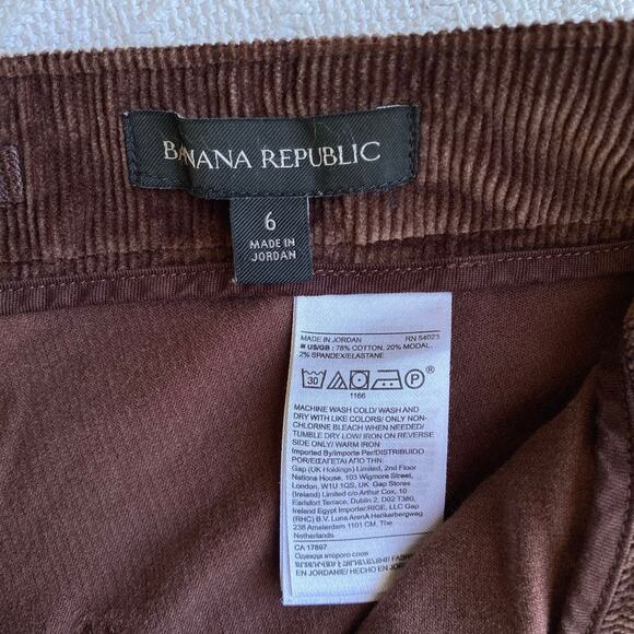 Banana Republic Corduroy Jogger Pants Brown Zip Ankle Soft Cord Fabric Size 6 - Picture 5 of 6
